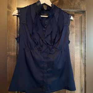The Limited Deep Blue Ruffled Blouse